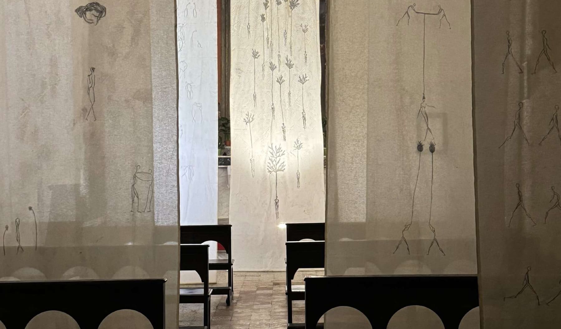 Walking men installation view